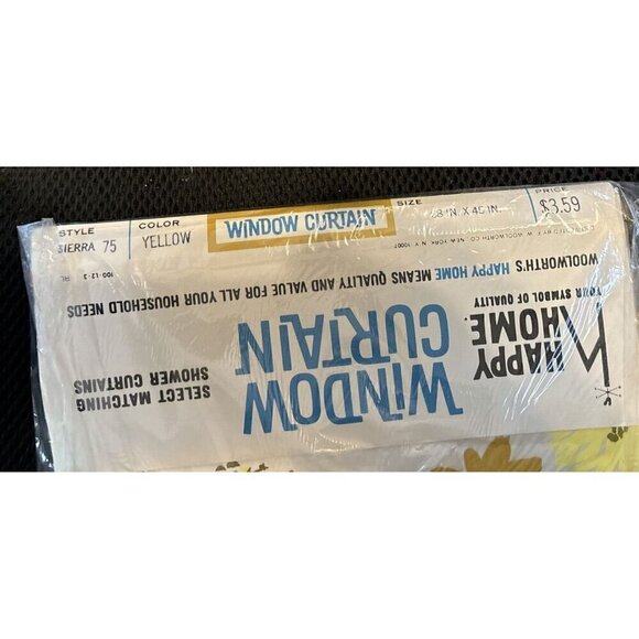Vtg 1960's Vinyl Window Curtain Sierra Yellow 66 x 45 Inch Happy Home Woolworth - Picture 4 of 9